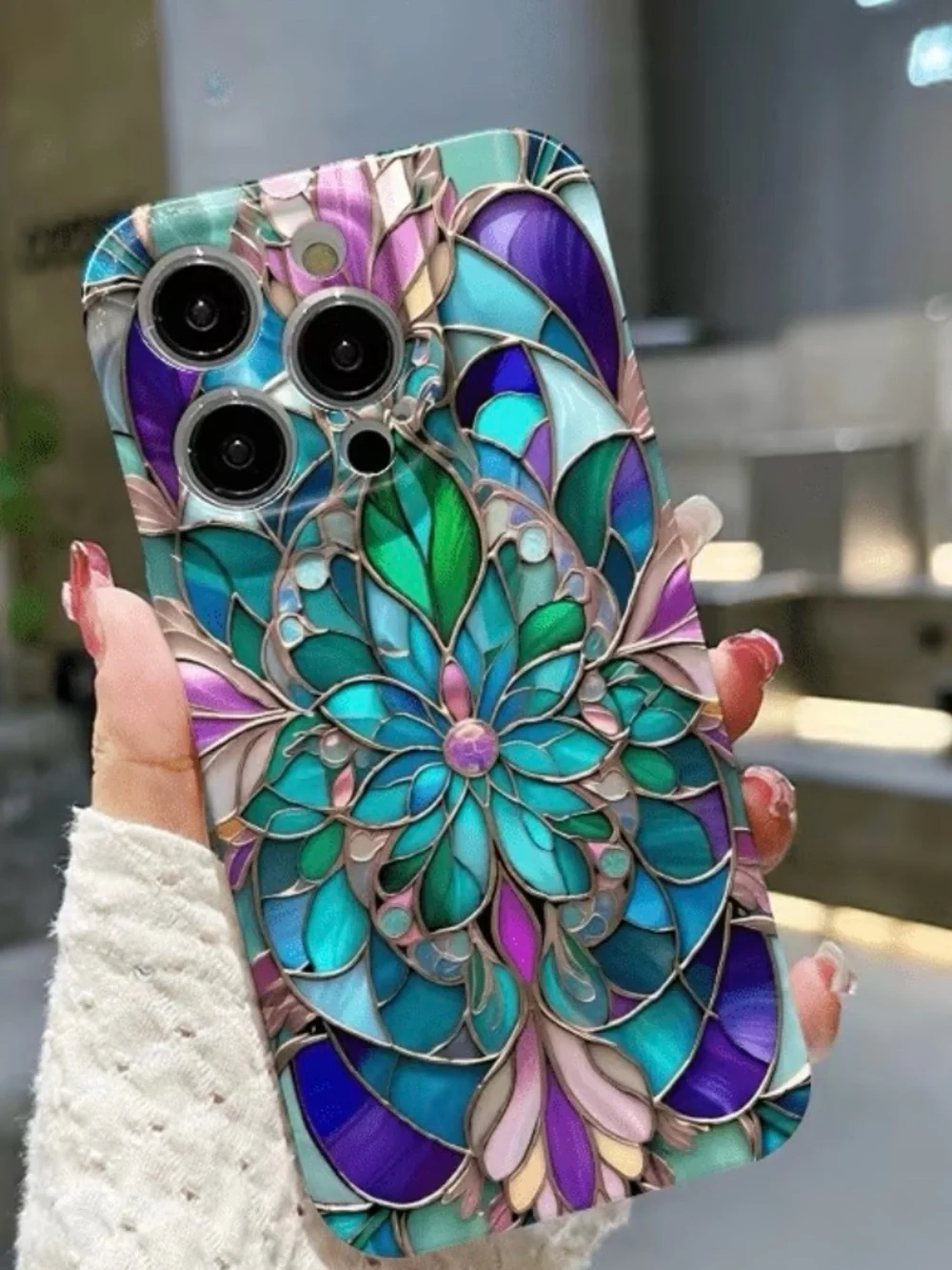 🦋 Beautiful Stained Glass Design iPhone 13 Pro Max Soft Protective Phone Cover